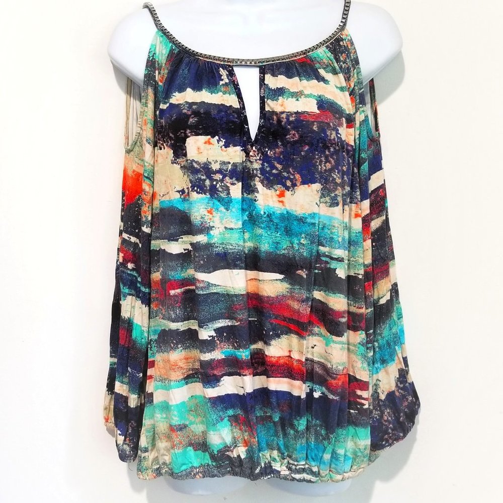 Summer Multicolor off shoulder long sleeve blouse
